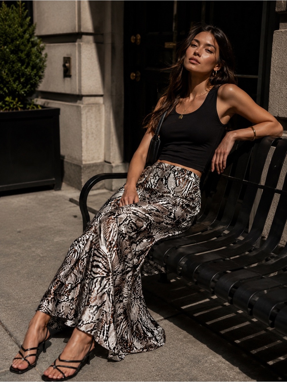 Aritzia Wilfred Mixed Animal Print Midi Skirt